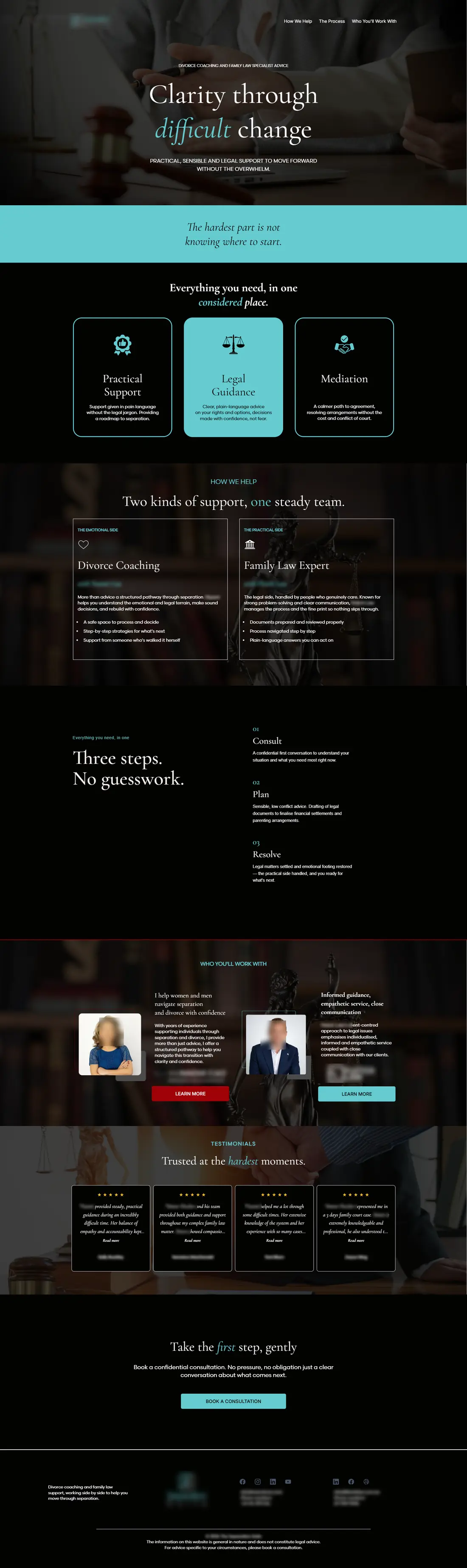 Full length of the divorce coaching and family law website
